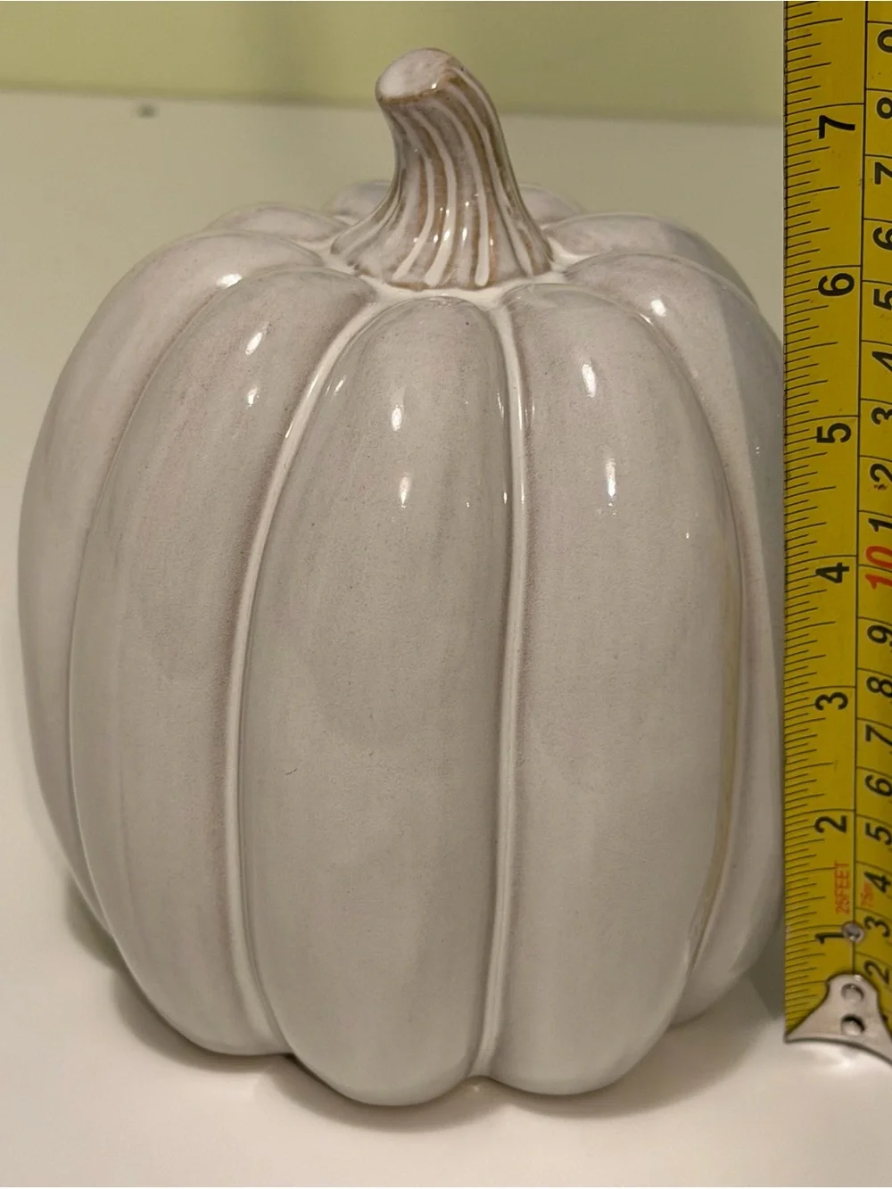 NWT Chic Gray/Cream Ceramic Pumpkin Fall Farmhouse Tablescape & Halloween Decor